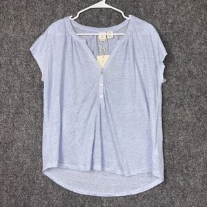 Joie Linen Shirt Womens Size L Blue Top Casual Airy Beach Cottage coastal